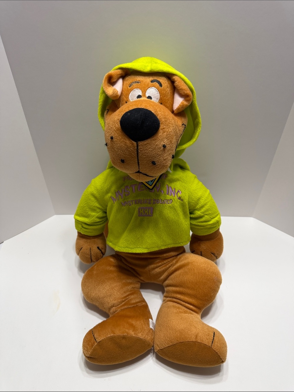 Plush Scooby-Doo Doll in Bright Green Hoodie